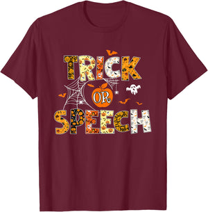 Groovy Trick or Speech Pathologist SLP Halloween Costume T-Shirt - T-Shirt | Maroon