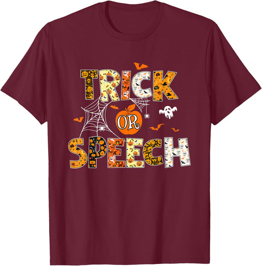 Groovy Trick or Speech Pathologist SLP Halloween Costume T-Shirt - T-Shirt | Maroon