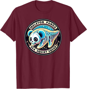 Skeleton Panda Sea Squirt Squad T-Shirt - T-Shirt | Maroon