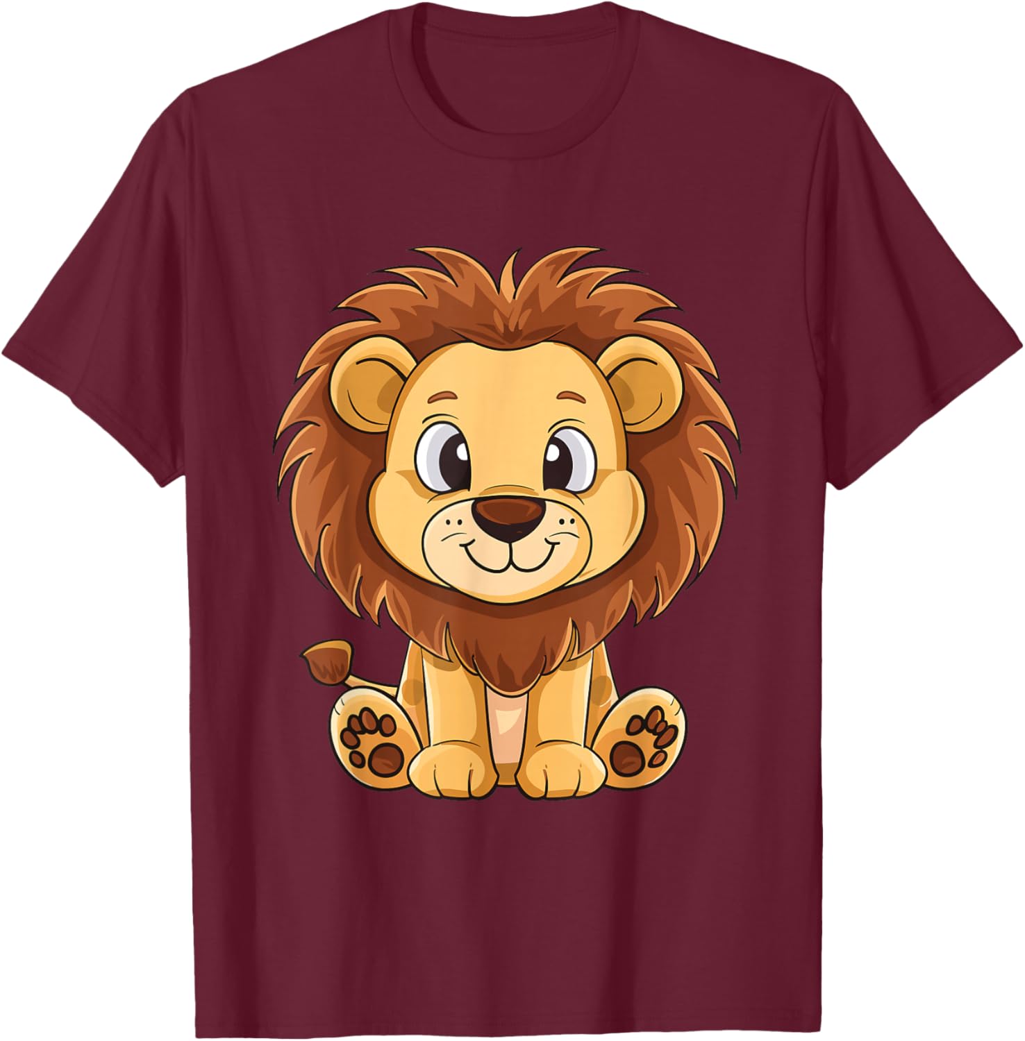 Cute Lion for Kids T-Shirt - T-Shirt | Maroon