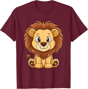 Cute Lion for Kids T-Shirt - T-Shirt | Maroon