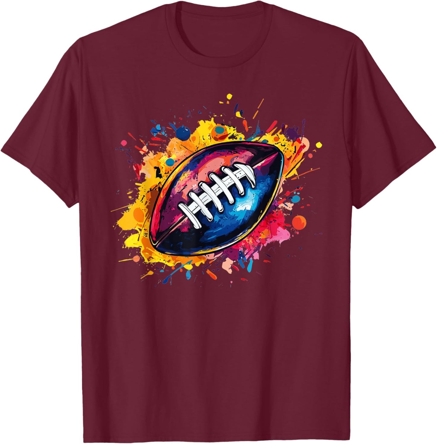 Football Designs. Football Graphic - Black, Small, Short Sleeve T-Shirt - T-Shirt | Maroon