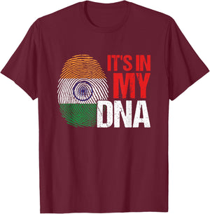 DNA Blood India Flag Country State Fingerprint Gift T-Shirt - T-Shirt | Maroon