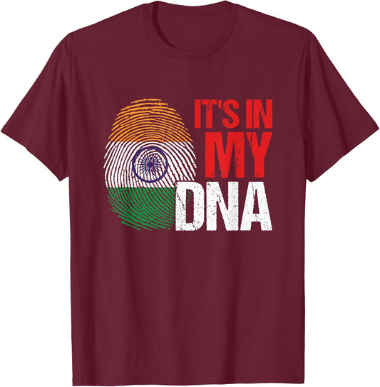 DNA Blood India Flag Country State Fingerprint Gift T-Shirt - T-Shirt | Maroon