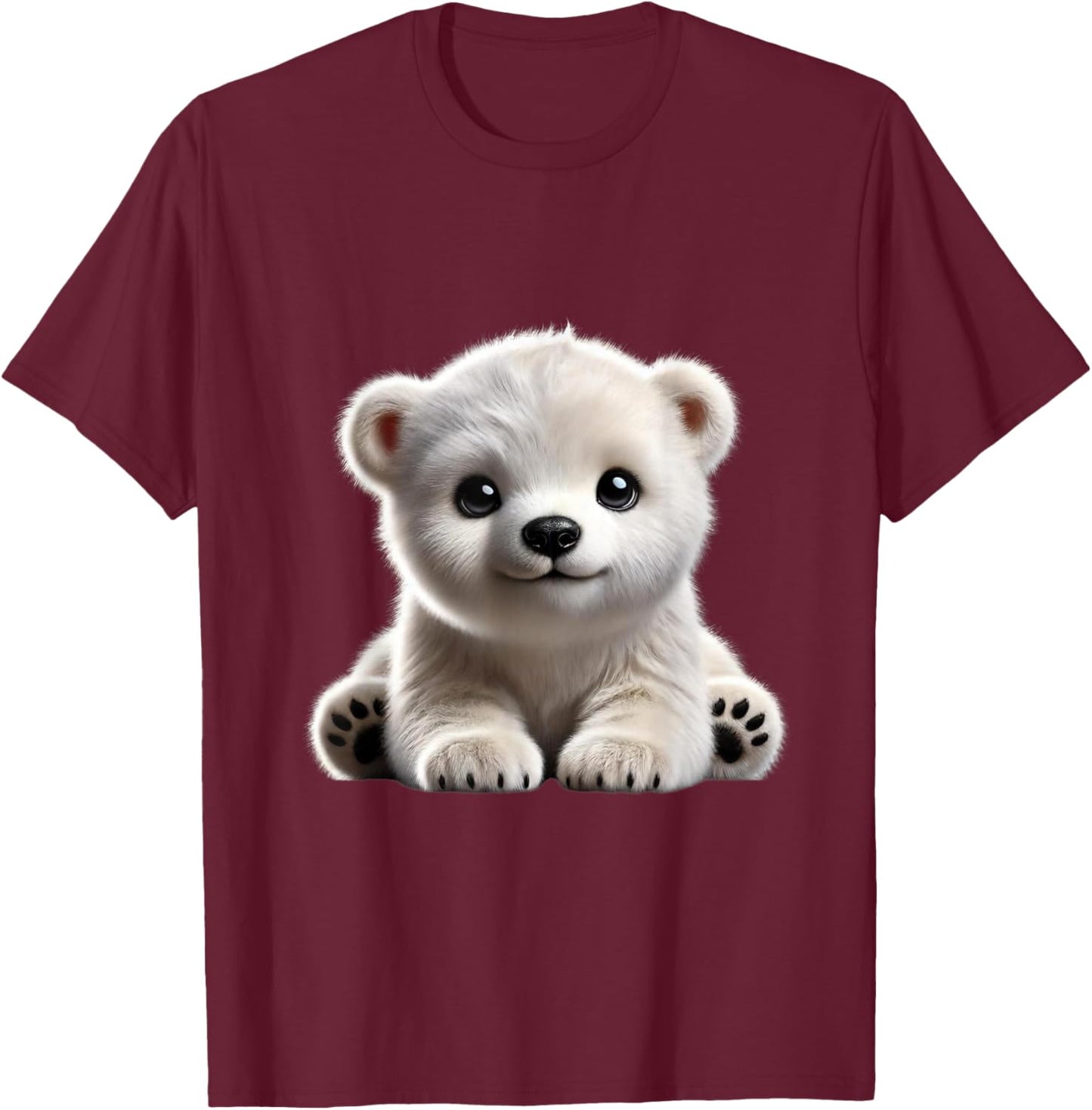 Just Sweet Designs Cute Polar Bear Cub Design , Small, Black T-Shirt - T-Shirt | Maroon