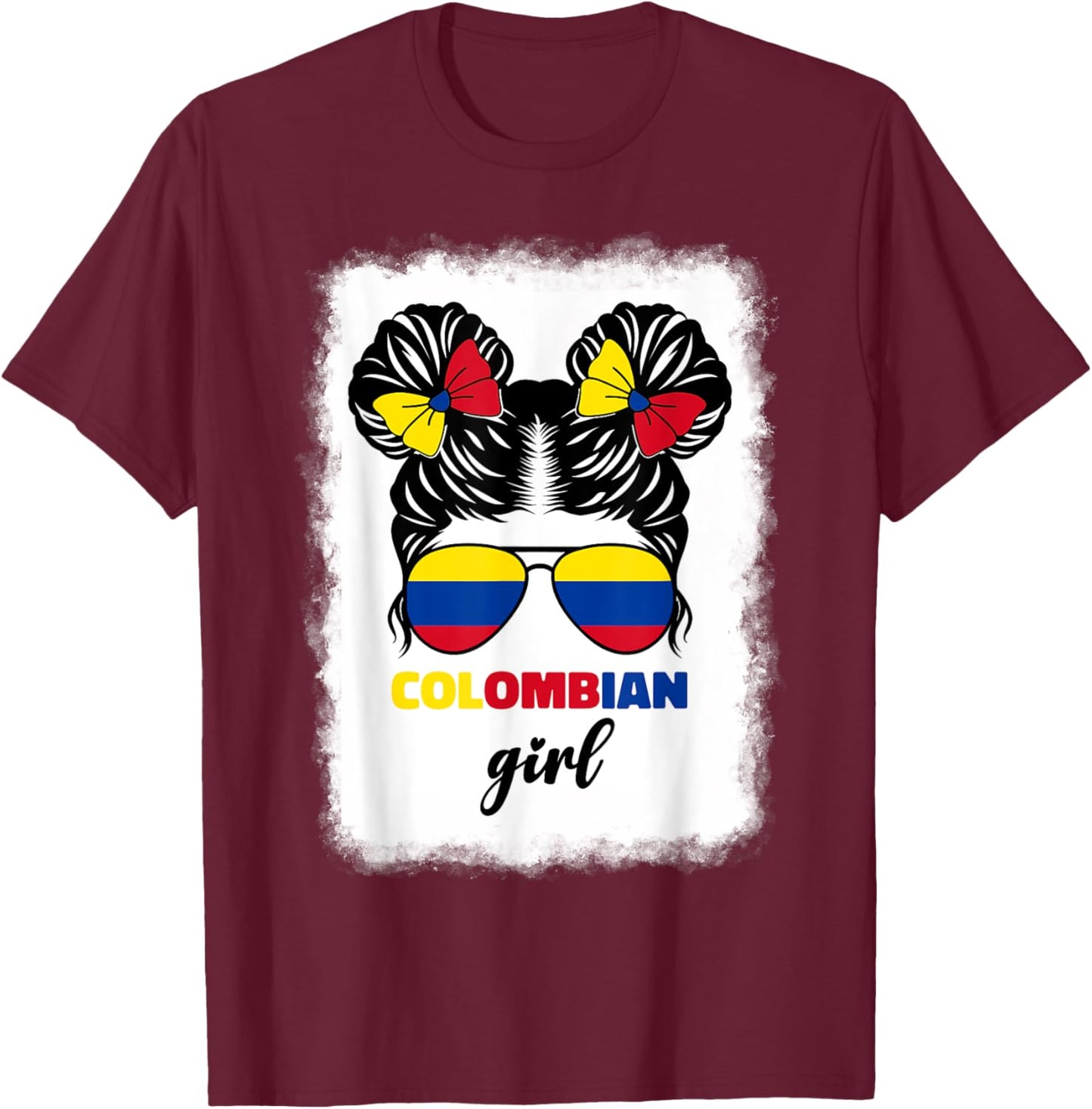 Colombiana Colombia Flag Cute Colombian Girl For Kids Girls T-Shirt - T-Shirt | Maroon