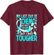 Last Day Of Chemo Ovarian Cancer Awareness Ribbon Butterfly T-Shirt - T-Shirt | Maroon