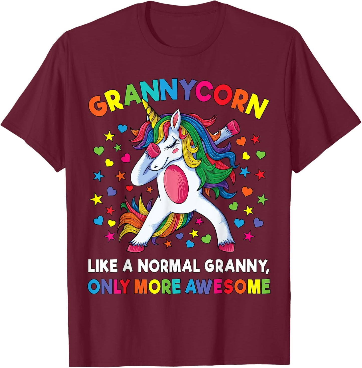 Grannycorn Like A Grandma Only Awesome Dabbing Unicorn T-Shirt - T-Shirt | Maroon