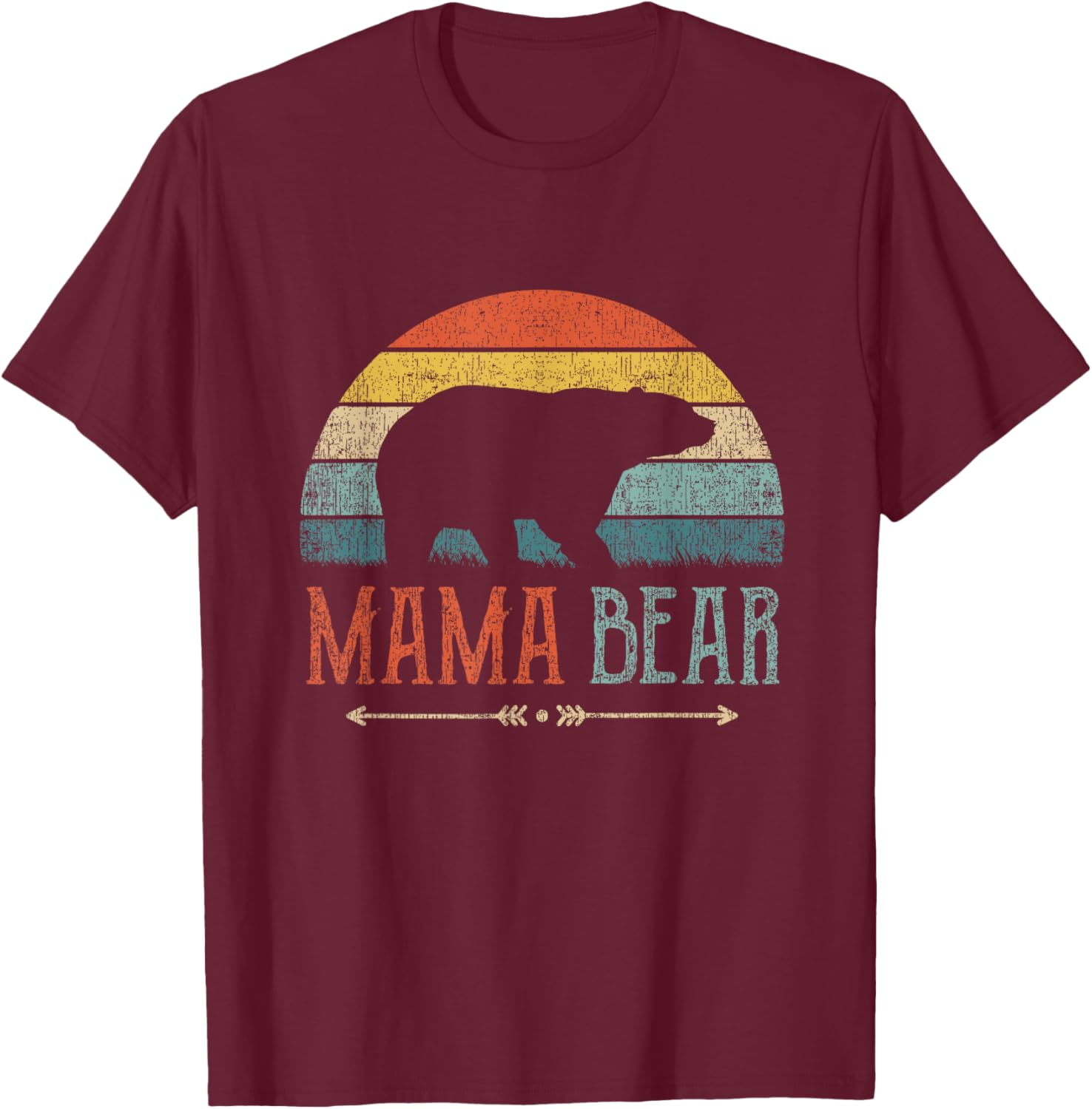 Mum Bear Mother Gift Mother's Day Retro Mama Bear T-Shirt - T-Shirt | Maroon