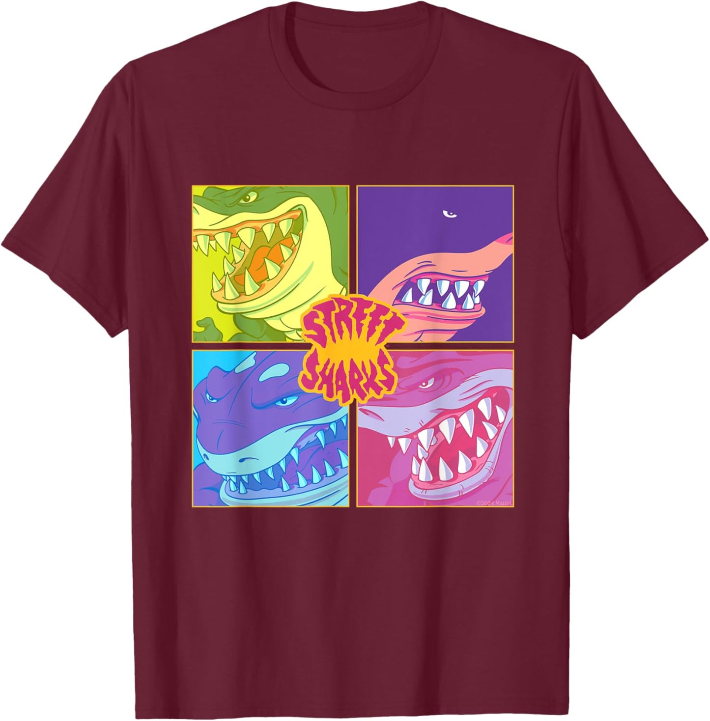 Street Sharks - Grid T-Shirt - T-Shirt | Maroon