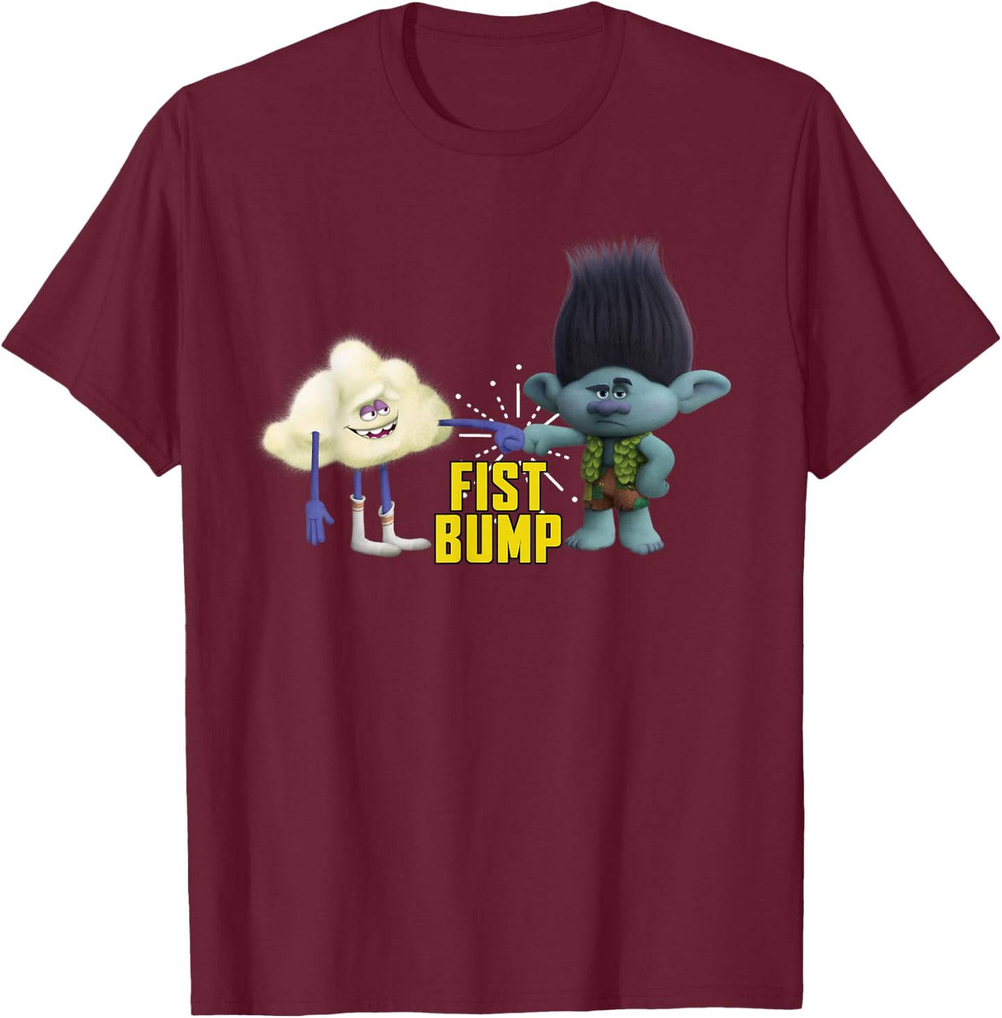 DreamWorks Trolls Fist Bump Small T-Shirt - T-Shirt | Maroon