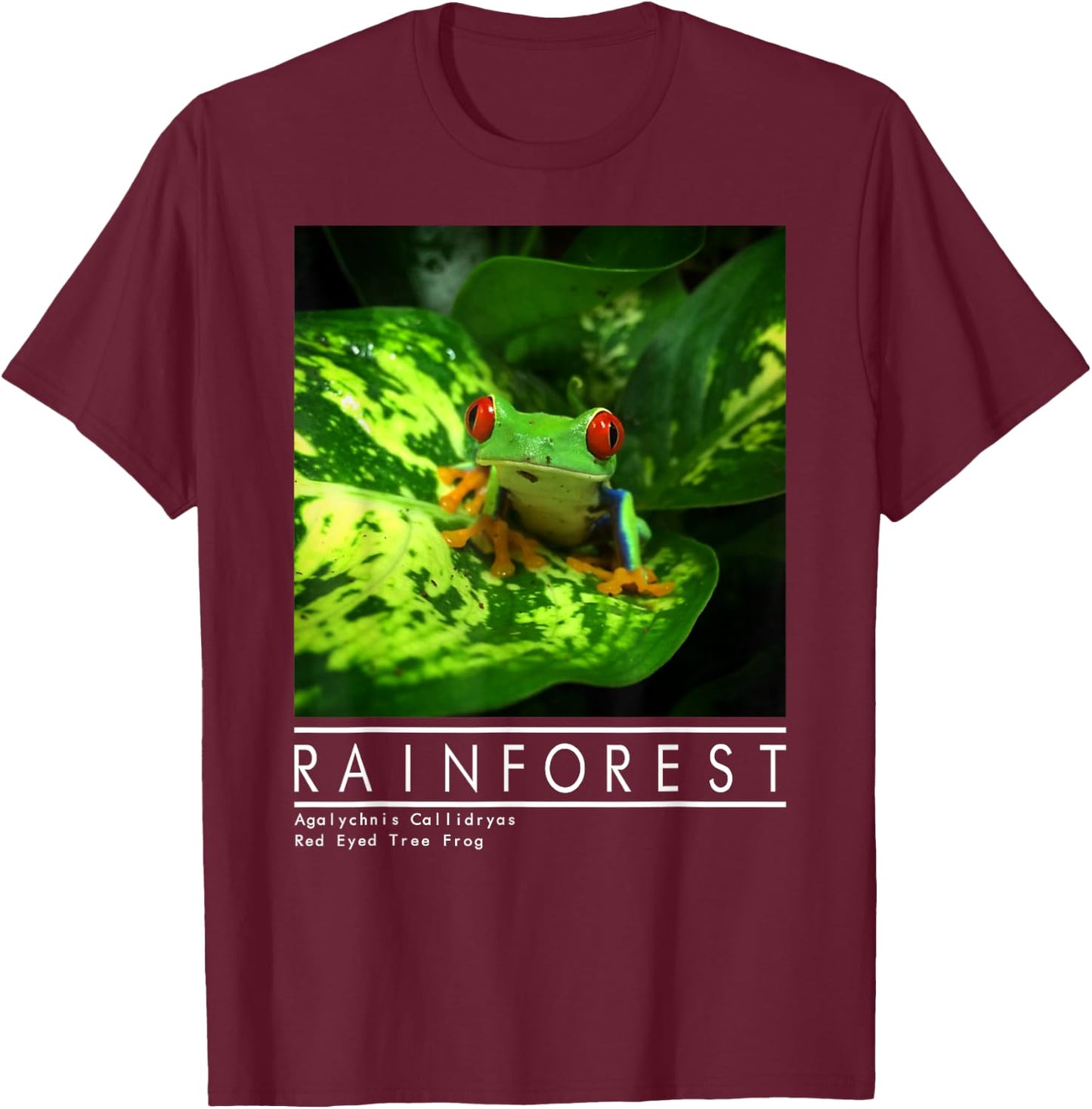 Red Eyed Tree Frog Rainforest Amphibian T-Shirt - T-Shirt | Maroon