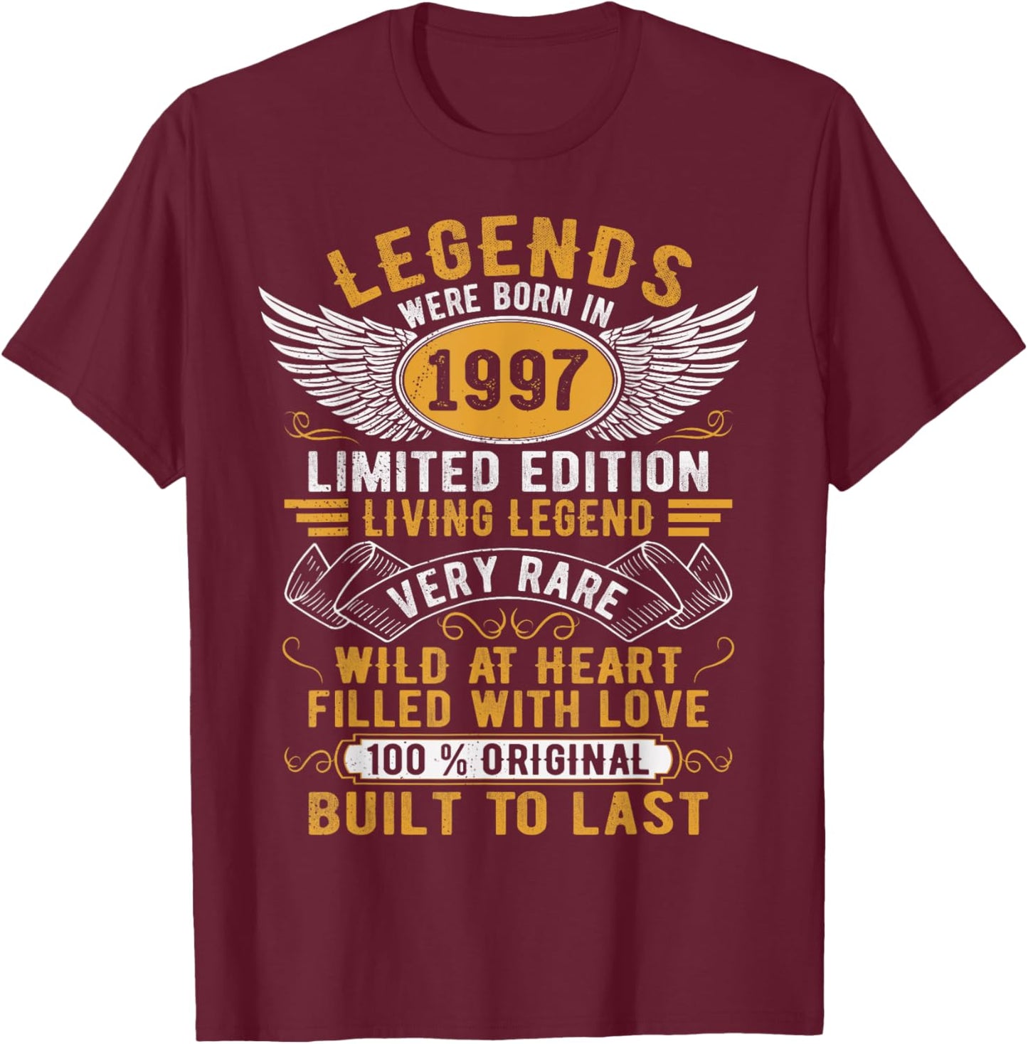 Legends Were Born In 1997 Vintage Born in 1997 Birthday T-Shirt - T-Shirt | Maroon