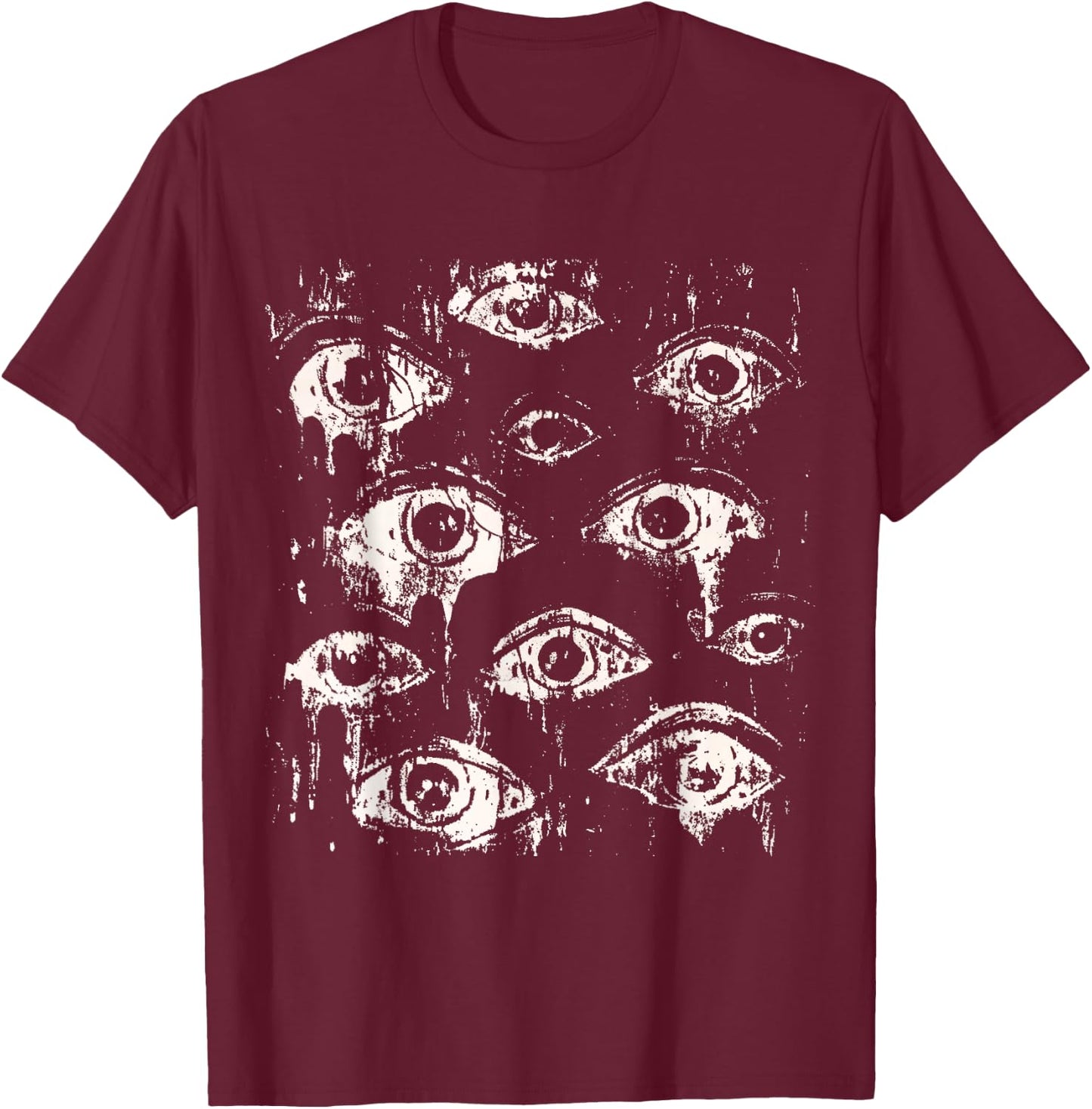 Eyes Eyeballs Weird Goth Grunge Alt Y2K Strange Aesthetic T-Shirt - T-Shirt | Maroon