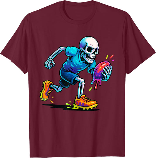 Skeleton Rugby Drip Ice Cream Drip T-Shirt - T-Shirt | Maroon