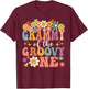 Retro Grammy of Groovy One Matching Family 1st Birthday T-Shirt - T-Shirt | Maroon