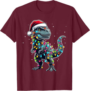 Dinosaur T-rex Tree Christmas Xmas Pet Dino Trex T-Shirt - T-Shirt | Maroon