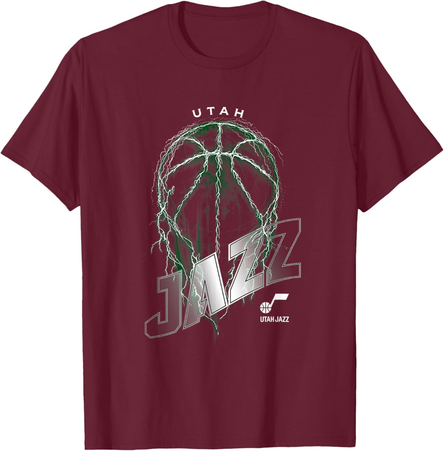 NBA Utah Jazz Lightning Bolt Basketball Logo T-Shirt - T-Shirt | Maroon