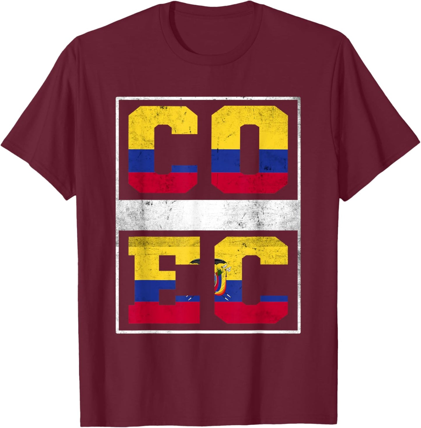 Colombia and Ecuador Mix Colombian Ecuadorian Roots T-Shirt - T-Shirt | Maroon