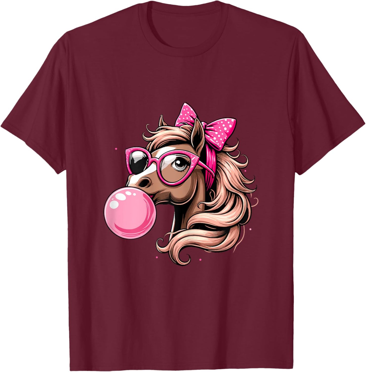Horse Bubblegum Horse Girl Horseback T-Shirt - T-Shirt | Maroon