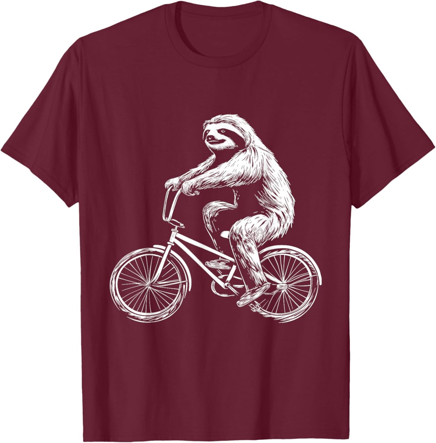 Sloth Bicycle Funny Cycling Animal Bicycle Sloth T-Shirt - T-Shirt | Maroon