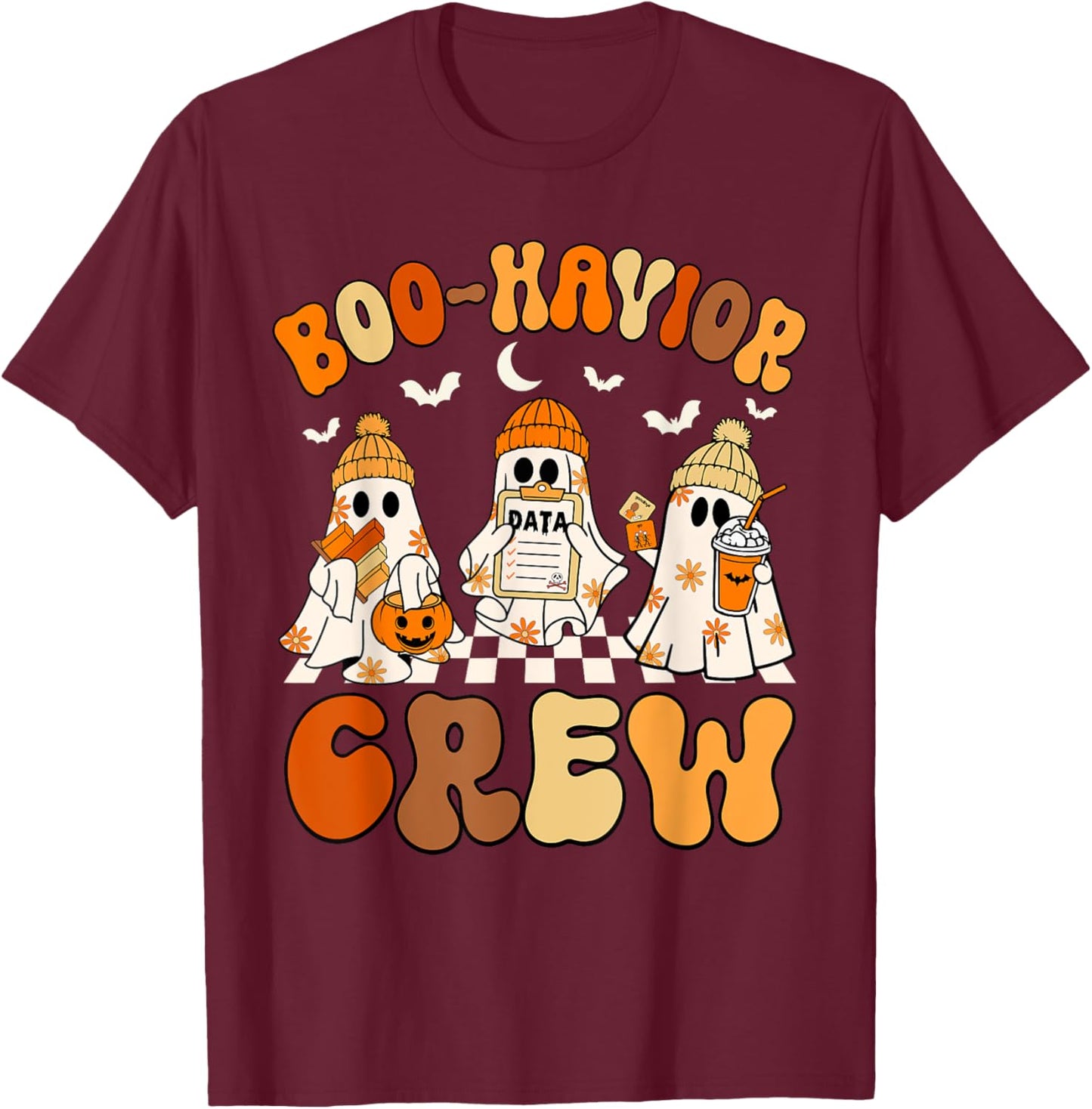 Boo-Havior Crew Behavior Analyst Halloween ABA T-Shirt - T-Shirt | Maroon