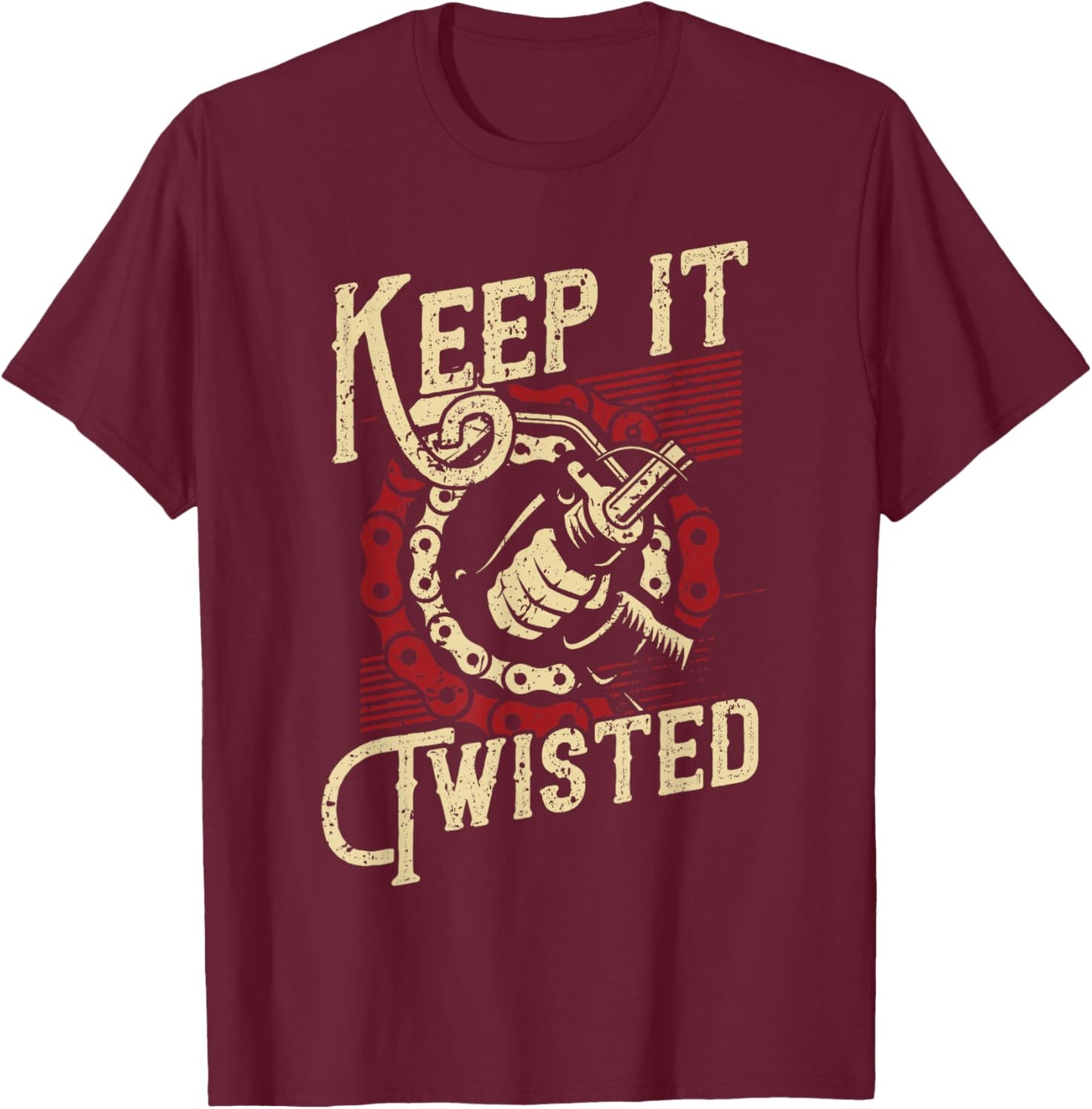 Keep It Twisted - Vintage Motorcycle T-Shirt - T-Shirt | Maroon