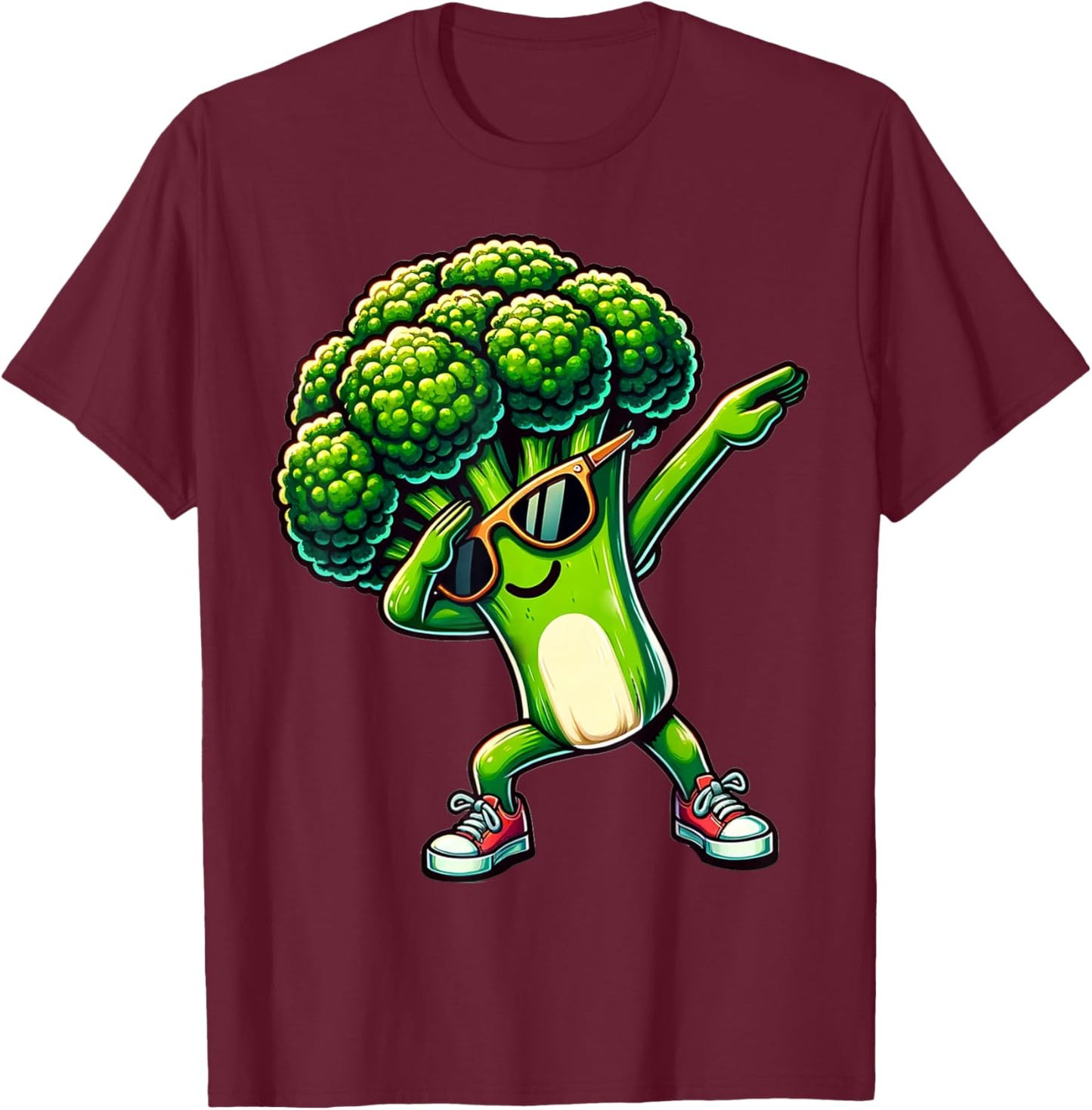 Dabbing Brokkoli | Lustiger grüner Brokkoli mit Gemüse Motiv T-Shirt - T-Shirt | Maroon