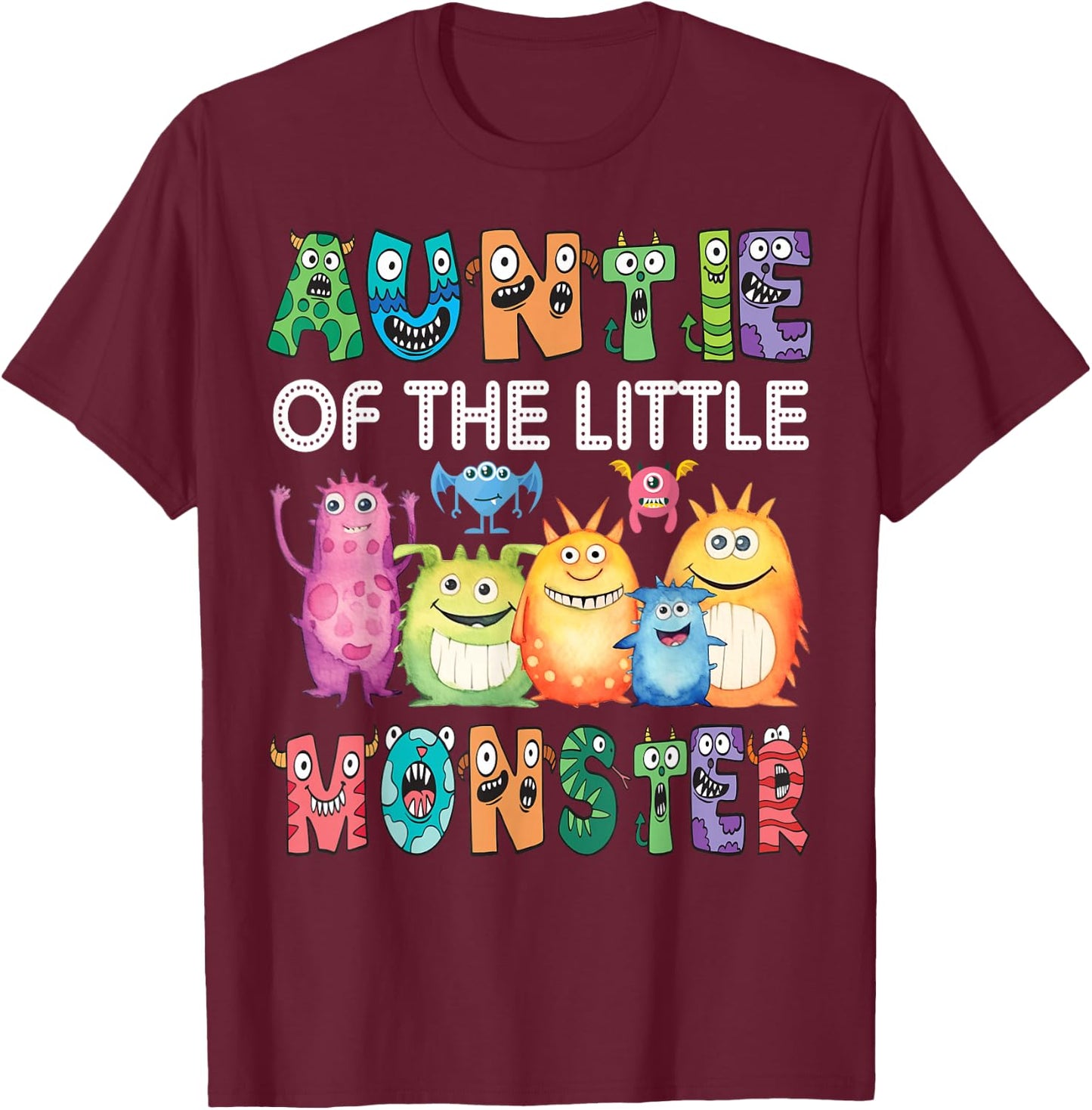 Auntie Of The Little Monster Kids 1St Birthday Party T-Shirt - T-Shirt | Maroon