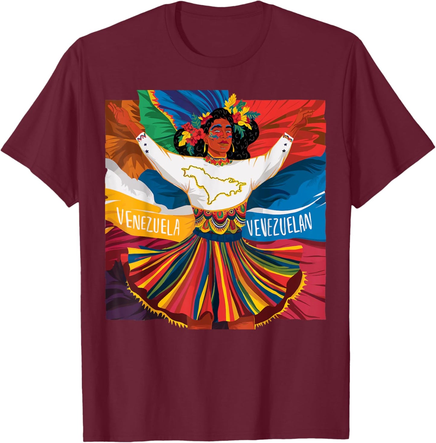 Venezuela Jersey Venezuela Flag Venezolano Women Venezuela , Black, S T-Shirt - T-Shirt | Maroon