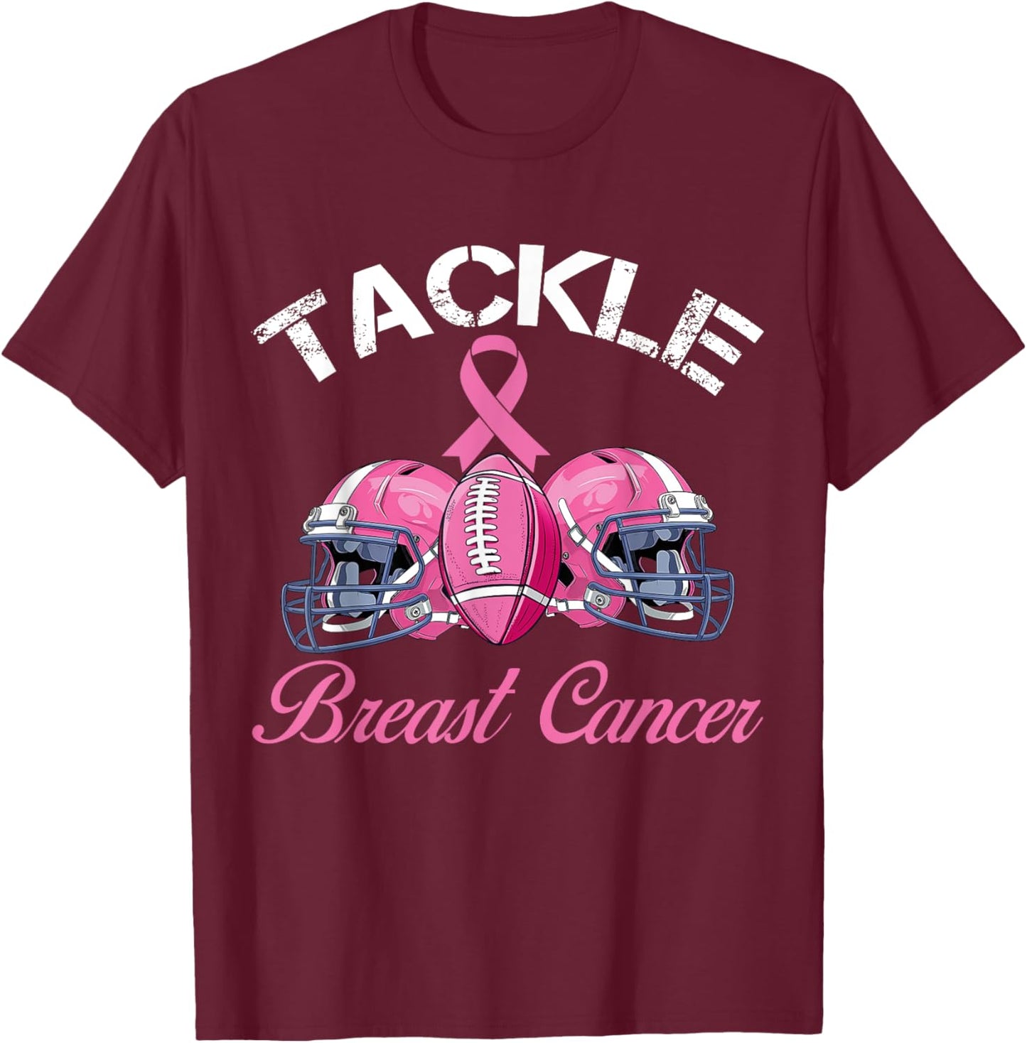 Cancer Football Lovers Tackle Breast Cancer Awareness T-Shirt - T-Shirt | Maroon