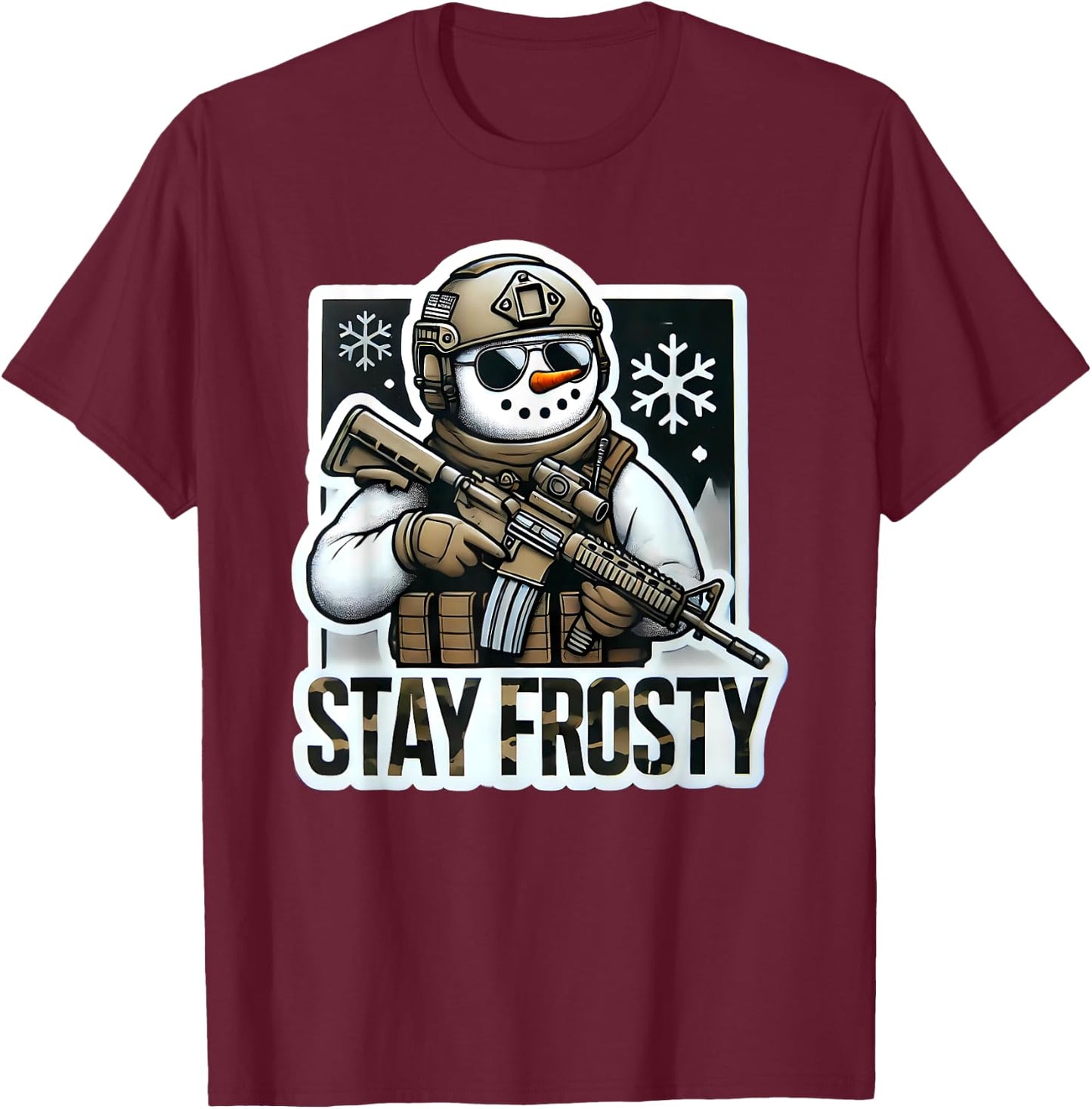 Funny Range Safty Military Law Enforcement Gun Range Snowman T-Shirt - T-Shirt | Maroon