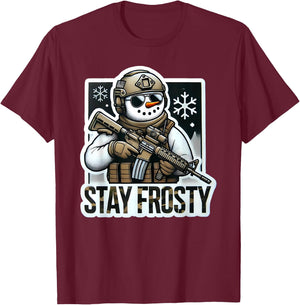 Funny Range Safty Military Law Enforcement Gun Range Snowman T-Shirt - T-Shirt | Maroon