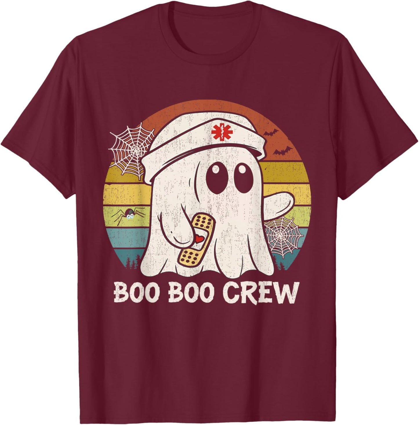 Boo Boo Crew Nurse Shirt Funny Ghost Women Halloween Nurse T-Shirt - T-Shirt | Maroon