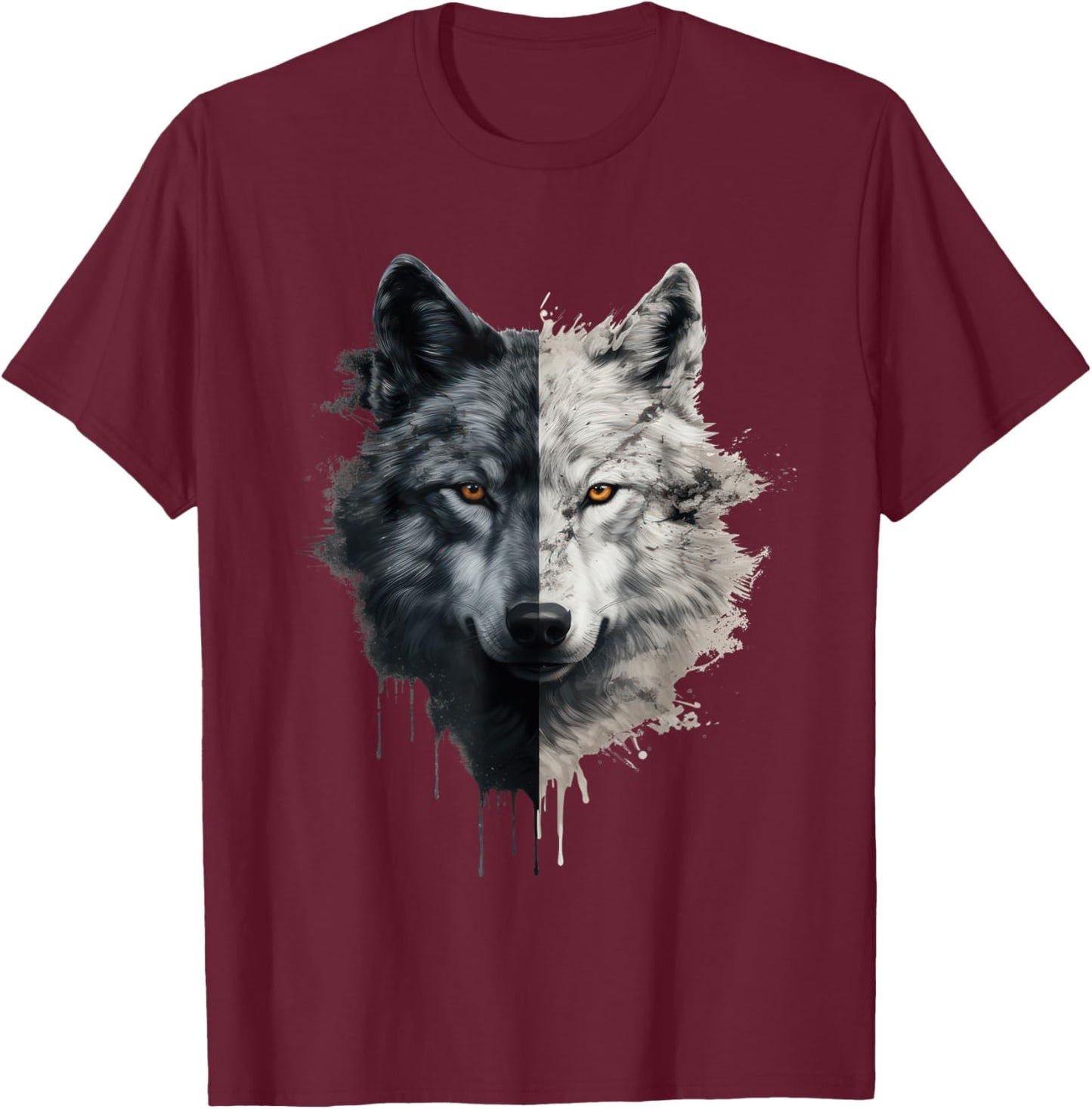 Wolf Face Graphic T-Shirt - T-Shirt | Maroon