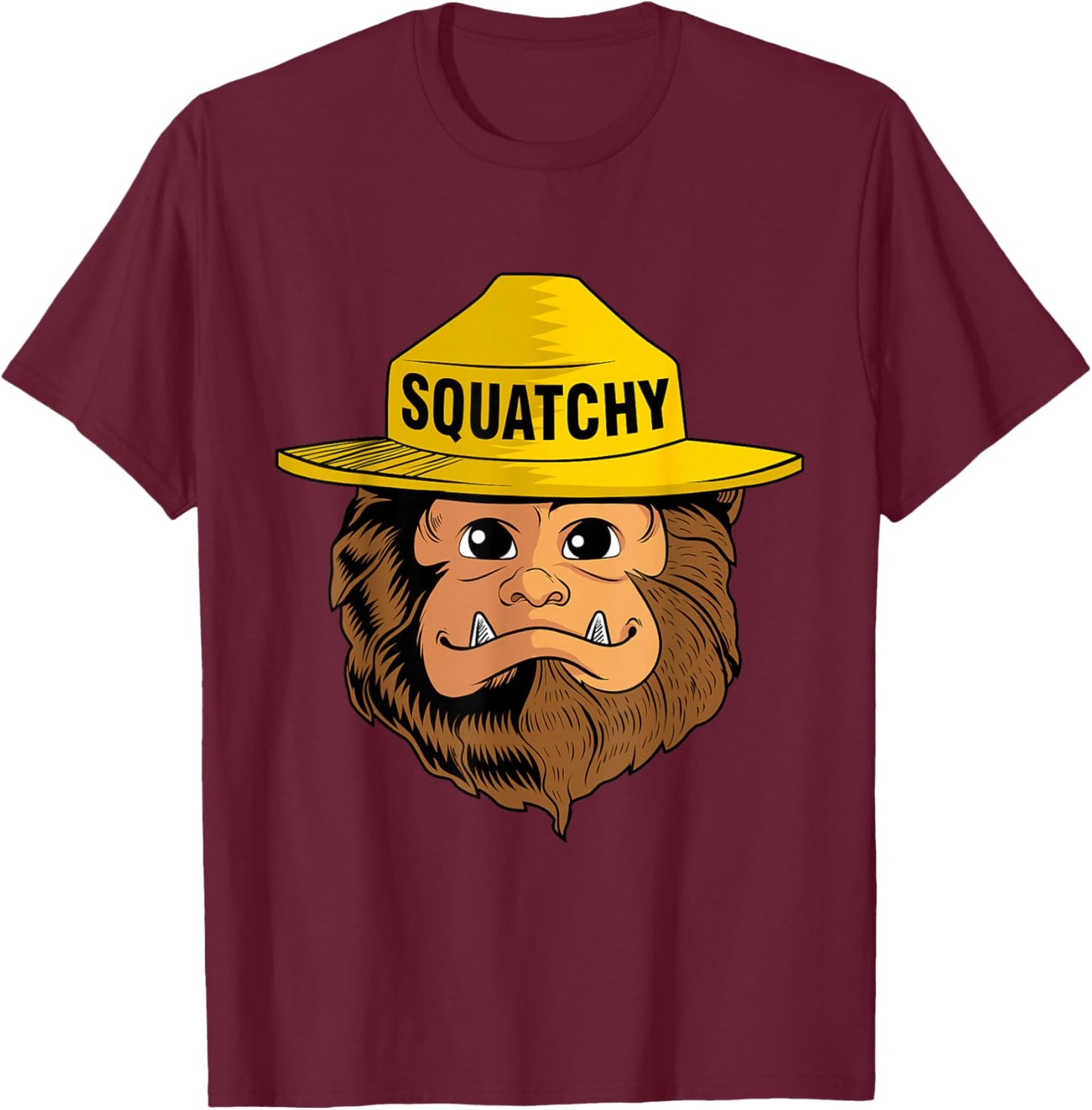 Bigfoot Squatchy Sasquatch Camping Hiking Retro Vintage T-Shirt - T-Shirt | Maroon