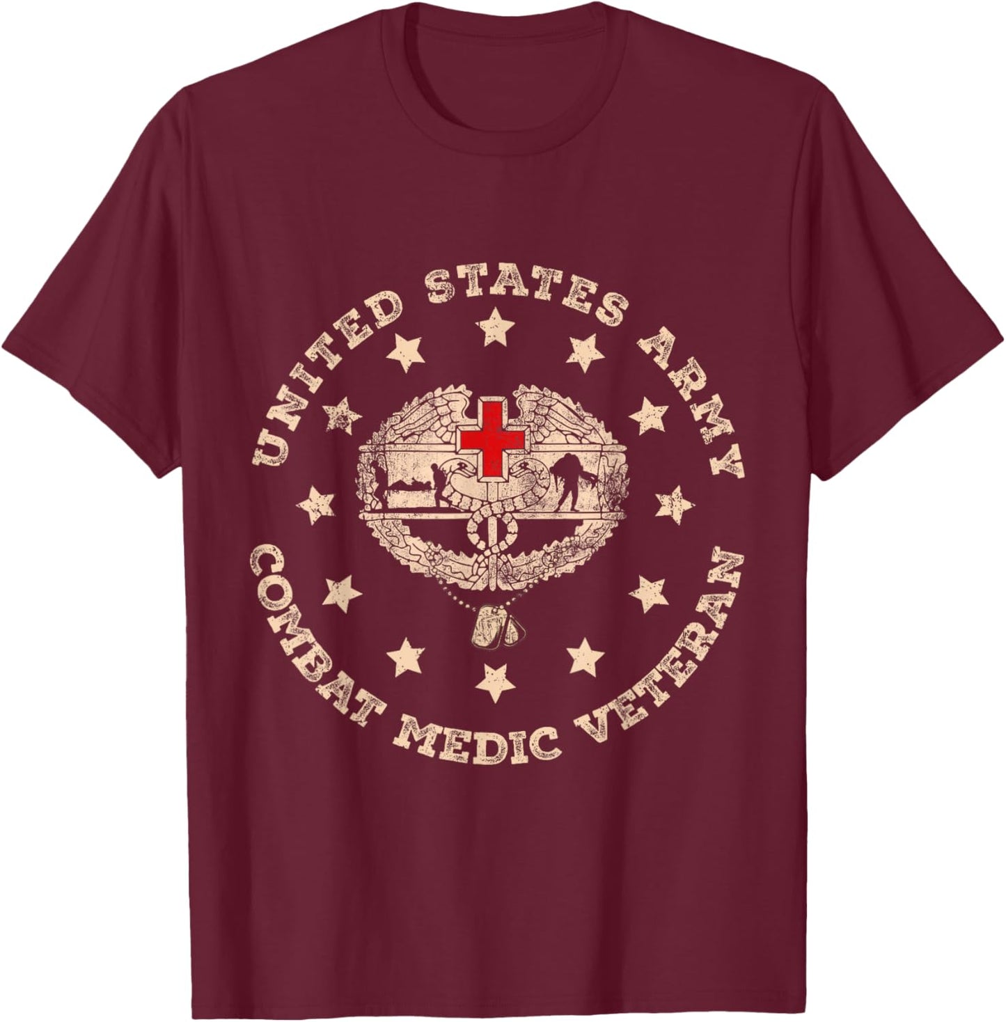 U.S Army Combat Medic Veteran Medical Military T-Shirt - T-Shirt | Maroon