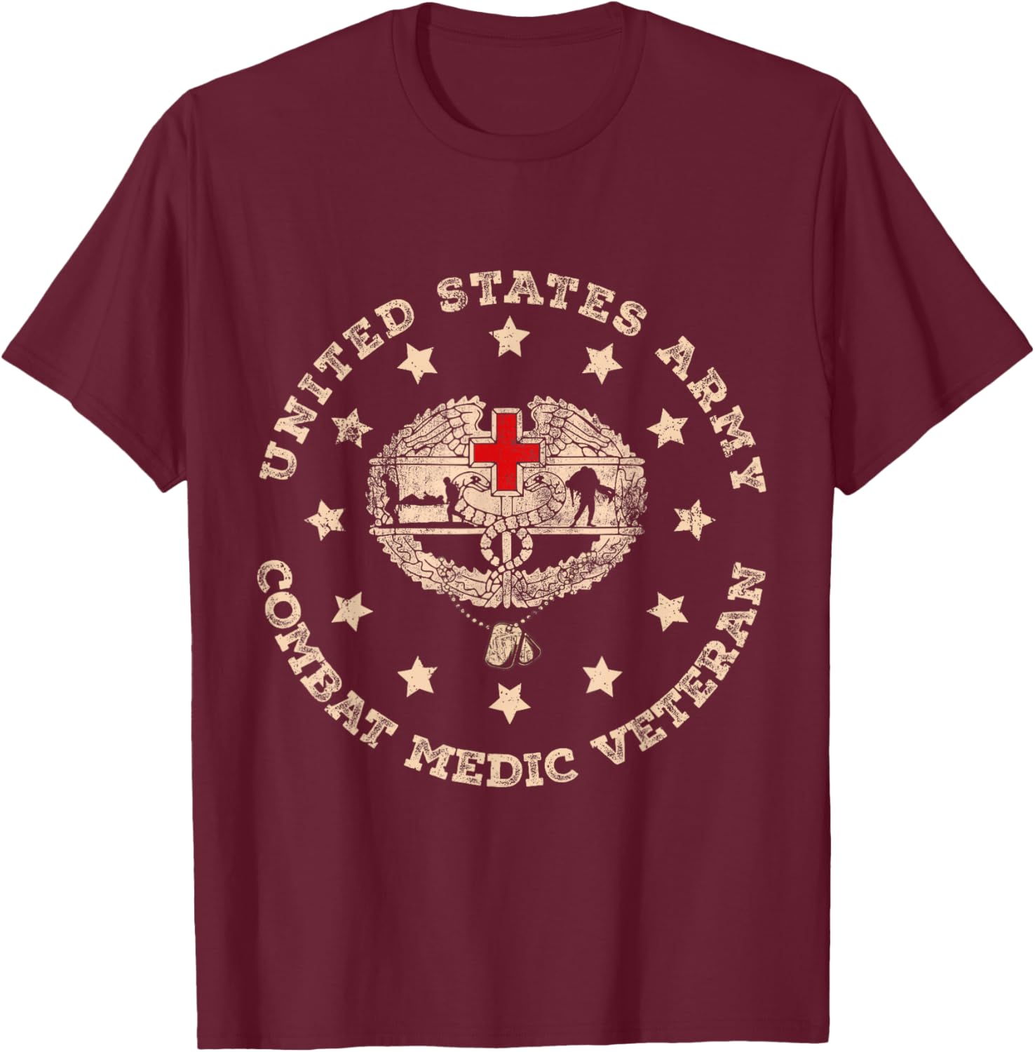 U.S Army Combat Medic Veteran Medical Military T-Shirt - T-Shirt | Maroon