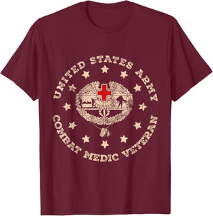 U.S Army Combat Medic Veteran Medical Military T-Shirt - T-Shirt | Maroon