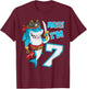 I'm 7 years Bday Shark pirate 7th Birthday boy pirate Party T-Shirt - T-Shirt | Maroon
