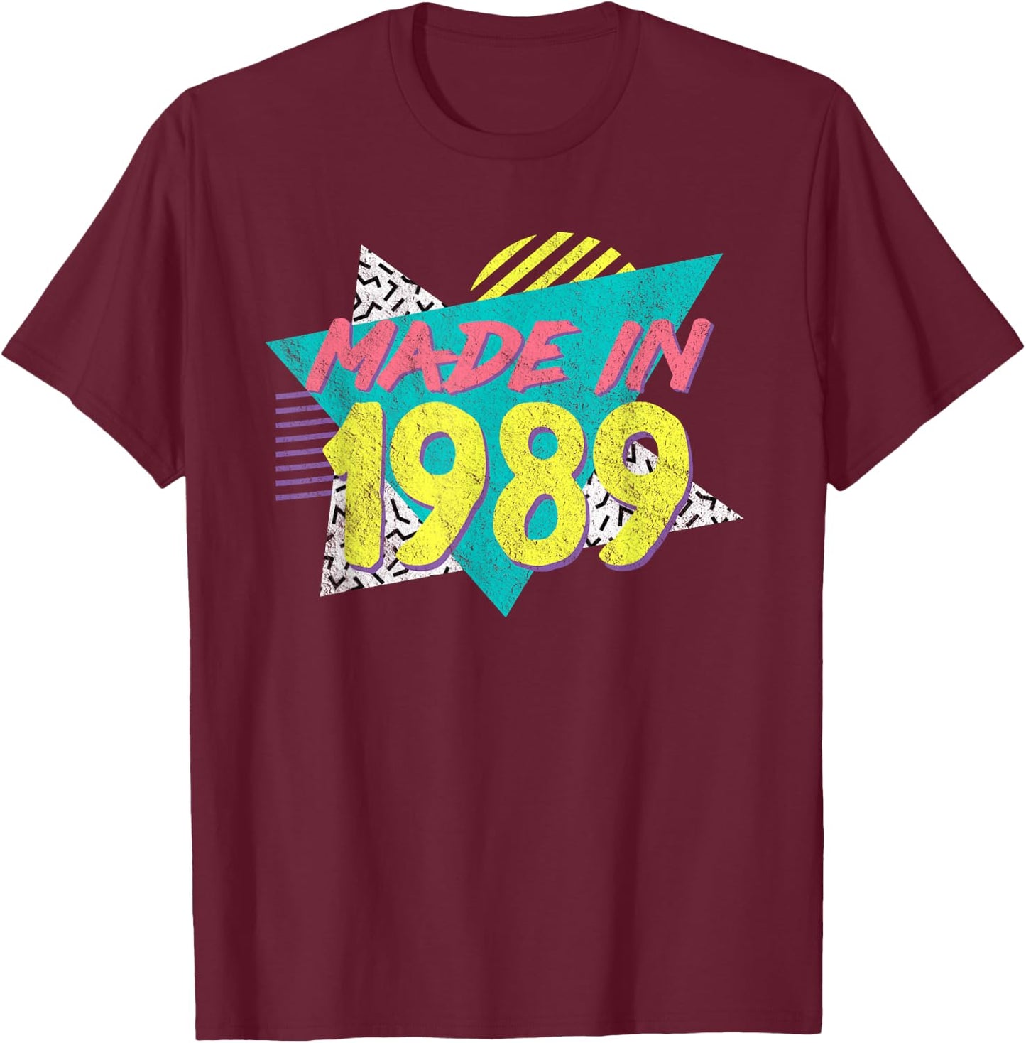Made in 1989 Retro Vintage 36th Birthday T-Shirt - T-Shirt | Maroon