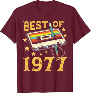 48 Years Birthday Man Humor Gift Vintage 1977 , Black, S T-Shirt - T-Shirt | Maroon