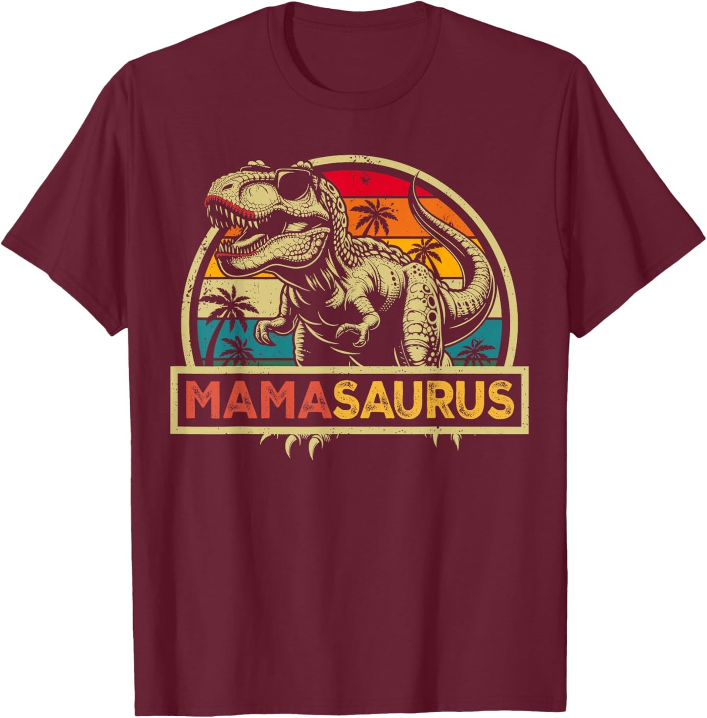 Mamasaurus T Rex Dinosaur Mama Saurus Family Matching T-Shirt - T-Shirt | Maroon