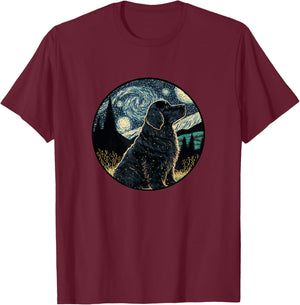 Black Golden Mountain Dog Starry Night Painting Dog Mom Dad Women Kids T-Shirt - T-Shirt | Maroon