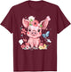 Cute Pig With Flowers I Kids Pig T-Shirt - T-Shirt | Maroon