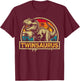 Twinsaurus T Rex Dinosaur Twin Saurus Family Matching T-Shirt - T-Shirt | Maroon