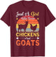 Vintage Just A Girl Who Loves Chickens And Goats Farmer Gift T-Shirt - T-Shirt | Maroon