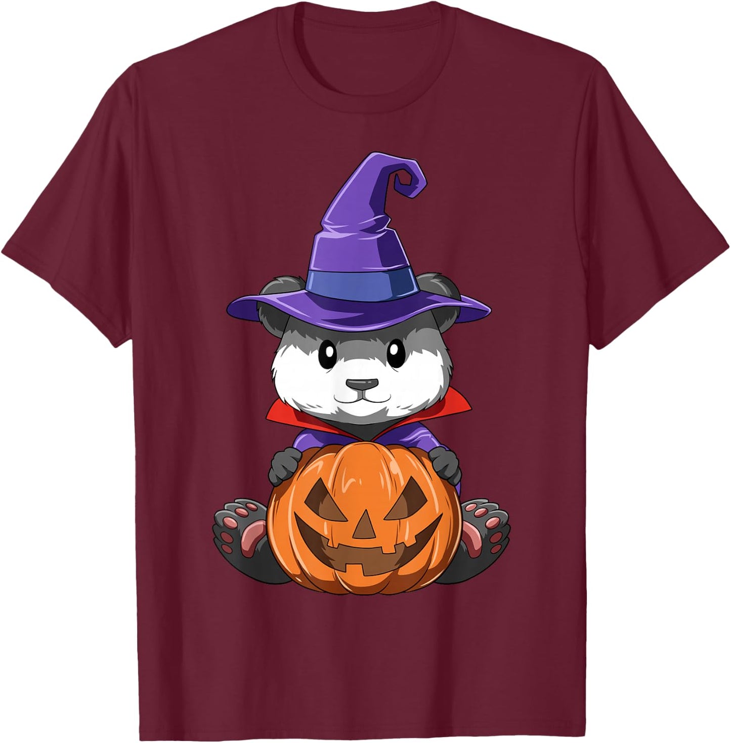 Panda Halloween Panda Lover Gift Panda Pumpkin Halloween T-Shirt - T-Shirt | Maroon