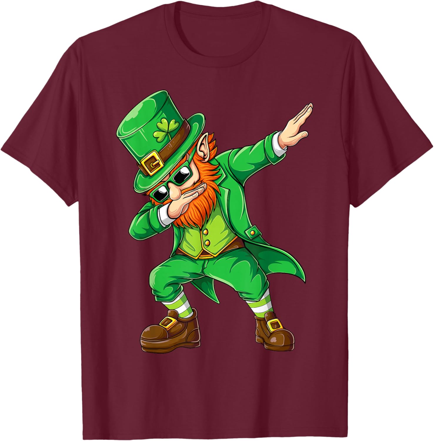 Dabbing Leprechaun Funny Gifts Men Kids Boys St Patricks Day T-Shirt - T-Shirt | Maroon