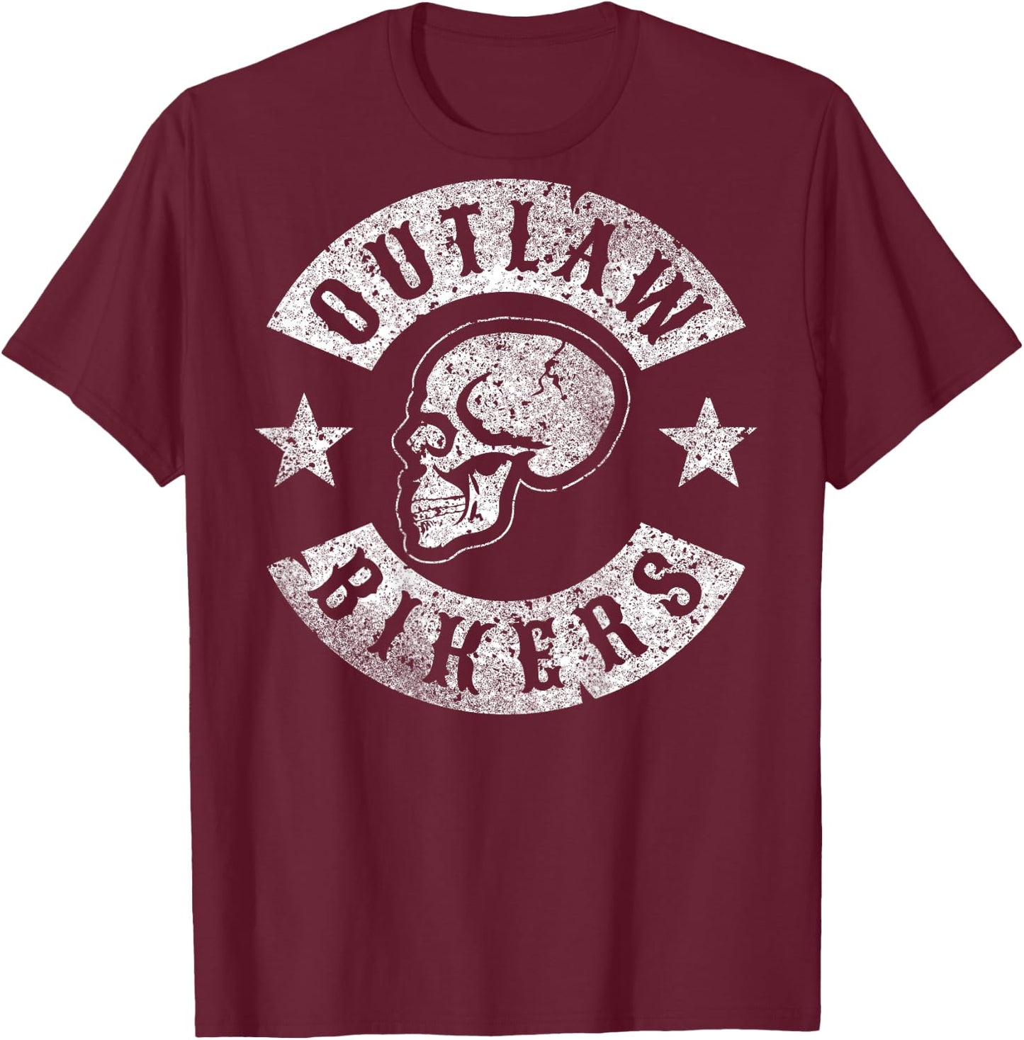 Outlaw Biker Shirt Skull Motorcycle chopper T-Shirt - T-Shirt | Maroon